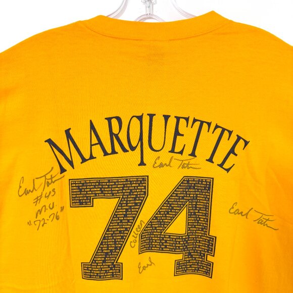 Signed VTG 70's 1974 Marquette Basketball Earl Tatum Gold Orange Colored Mens XL - Picture 7 of 9